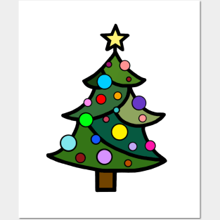 Decorated Stained Glass Christmas Tree Posters and Art